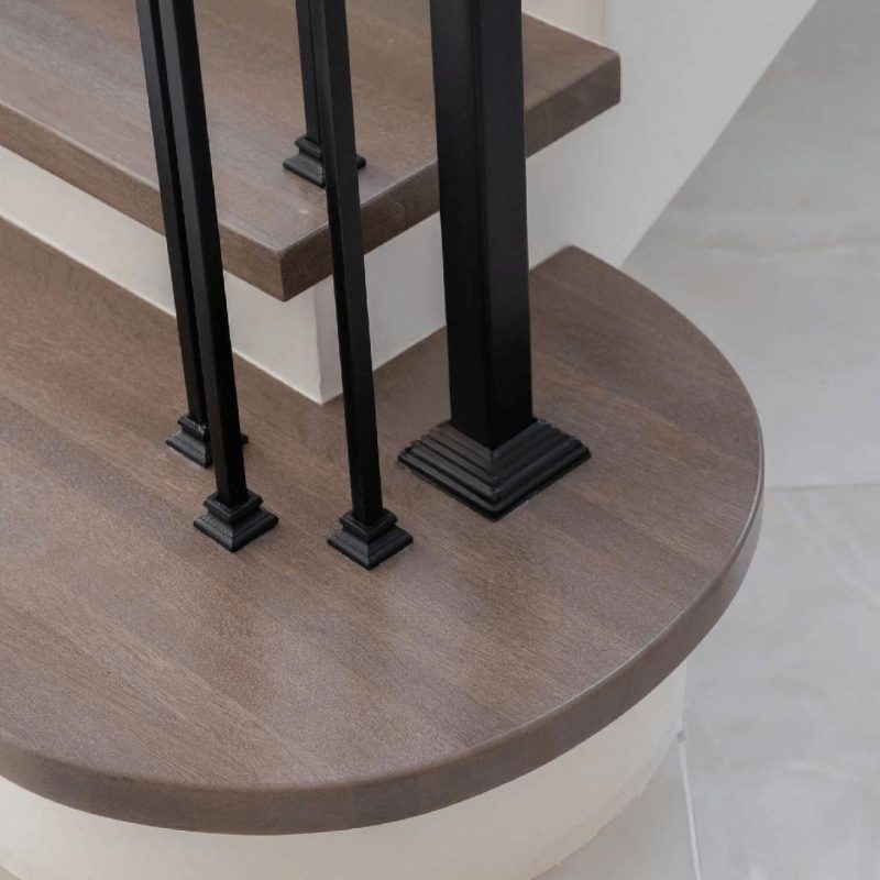 Отделка бетонной лестницы цельноламельным дубом